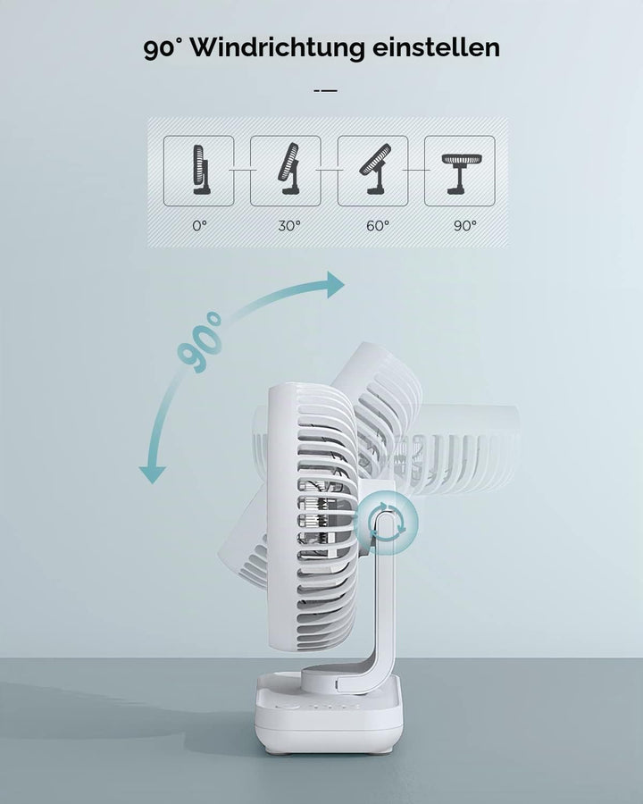 EasyAcc Tischventilator, 4000 Akku Batterie Klein USB Ventilator, Tragbarer Aufladbar Basis Ventilat