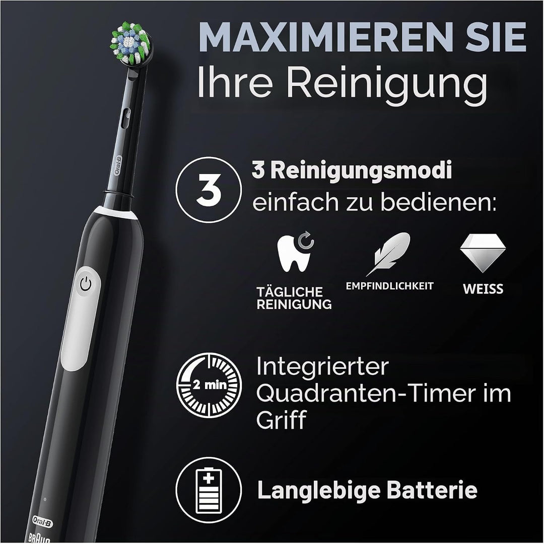 Oral-B Pro Series 1 Elektrische Zahnbürste, 1 Bürste, entworfen von Braun Schwarz 1 stück (1er Pack)