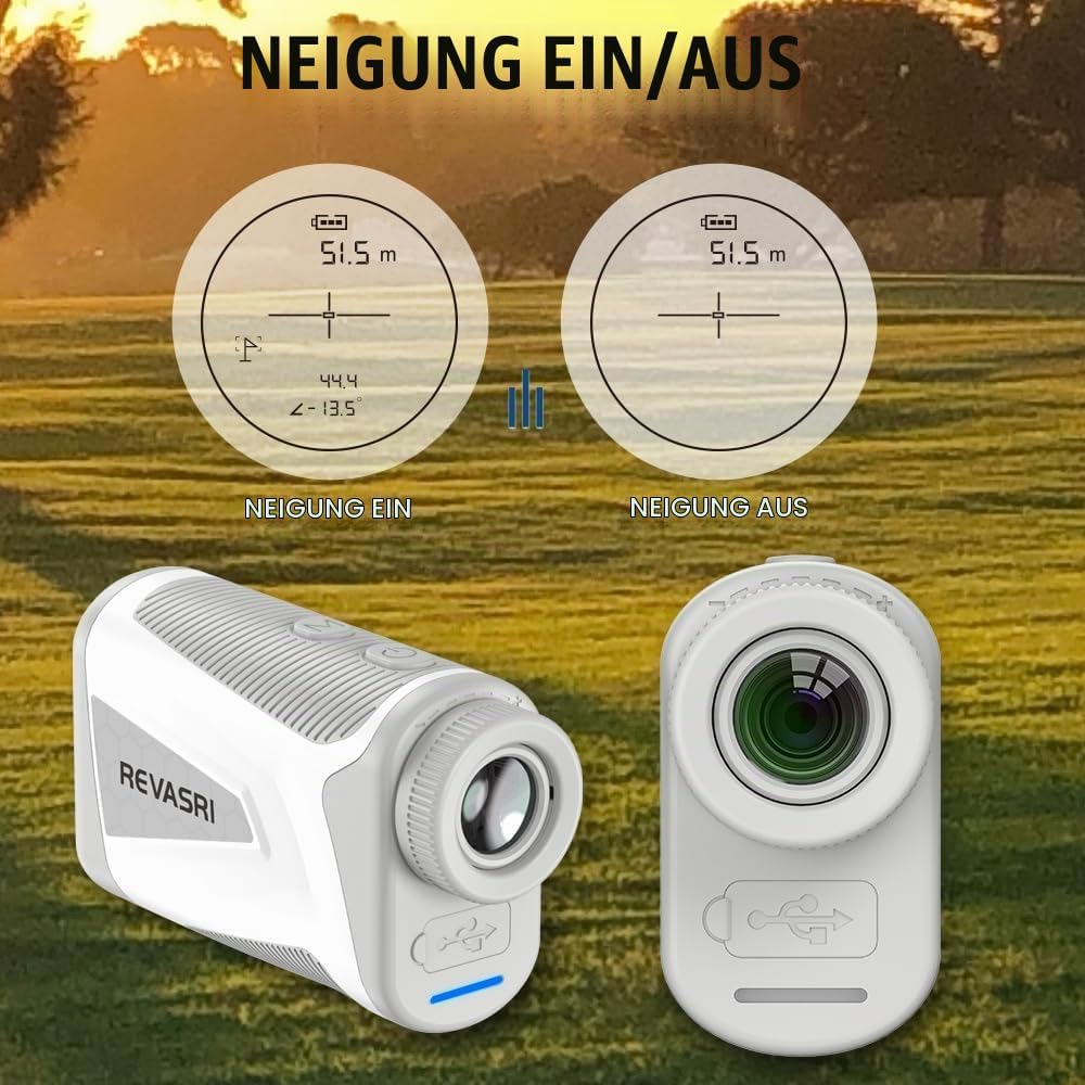 REVASRI Laser-Golf-Entfernungsmesser, 1000 Yards, 6-fache Vergrösserung, Neigungsausgleich, Flaggenv