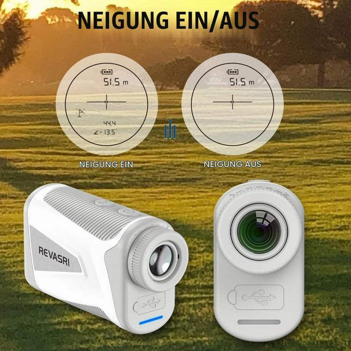 REVASRI Laser-Golf-Entfernungsmesser, 1000 Yards, 6-fache Vergrösserung, Neigungsausgleich, Flaggenv