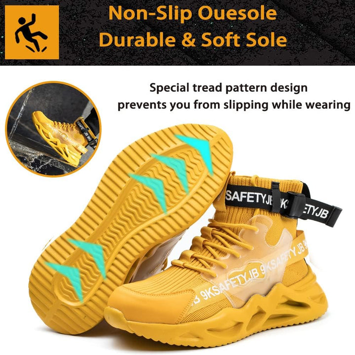 Nasogetch Arbeitsschuhe Herren Damen Sicherheitsschuhe Leicht Atmungsaktiv rutschfest Sportlich Stah