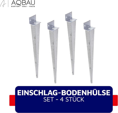 Aqbau® Einschlag-Bodenhülse L 40 x 500 Pfostenträger Einschlaghülse Einschlagbodenhülse feuerverzink