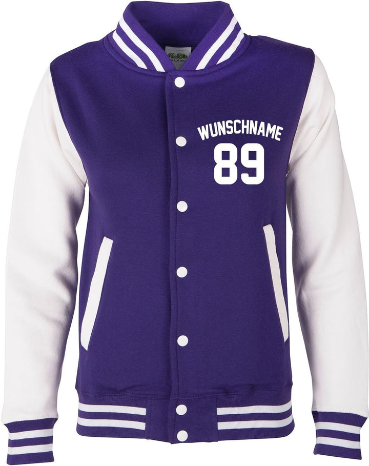EZYshirt® Damen Herren Kinder College Jacke Athletic mit Wunschnamen und Wunschnummer | Baseball Jac