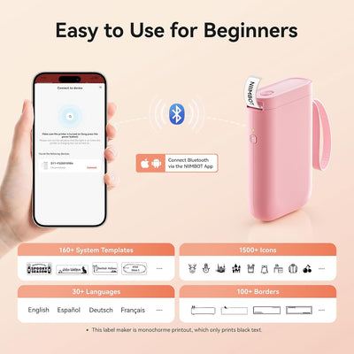 NIIMBOT D11 Etikettendrucker Tragbarer Aufkleberdrucker, Wireless-Technologie und 1 Rolle Starter-Et