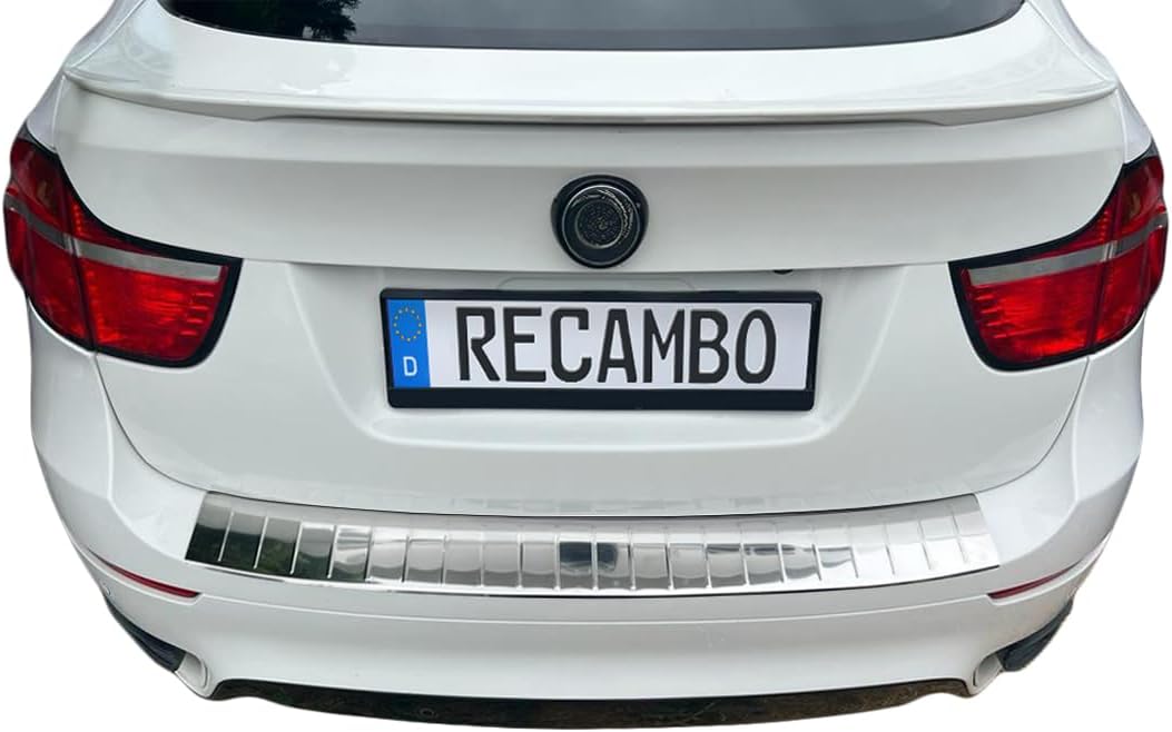 RECAMBO Ladekantenschutz Edelstahl kompatibel für BMW X6 | E71 E72 | BJ 2008-2014 - Hochglanz polier