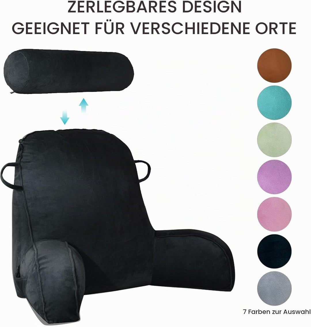 MINGPINHUIUS XL Lesekissen für Bett und Sofa mit Abnehmbarer Nackenrolle, Ideal Erwachsenen Rückenki