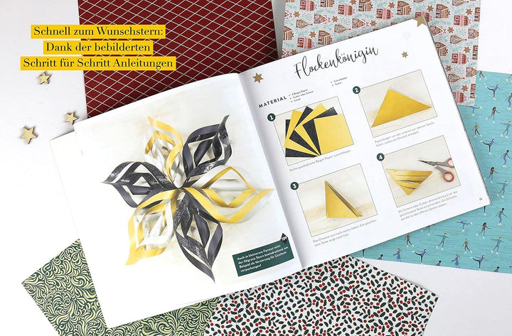 Origamisterne? Gerne! – Gold Edition – Weihnachtliches Bastelset zum Sofort-Losfalten: Mit Anleitung