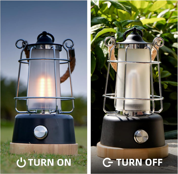 HARPER LIVING Wiederaufladbare LED-Laterne im Retro-Stil, 6 W, 370 Lumen, 5000 mAh, dimmbar, Farbwec