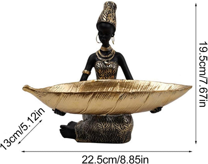 Generisch Obst -Servierplatte, Nahrungspflichten | Harz African Black Woman Fruit Display Tablett -