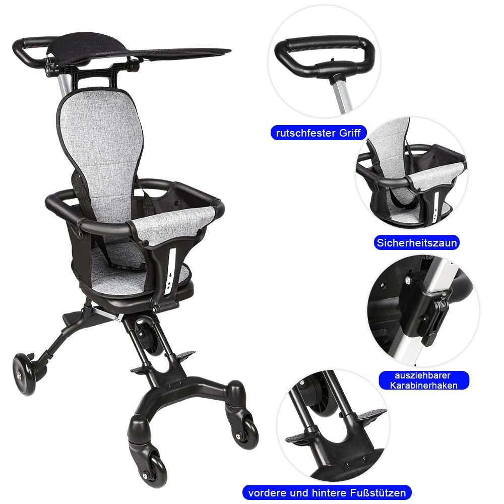 Kompakter Kinderwagen, faltbar, Liegeposition, kompakter Kinderwagen, neigbar, mit einer Hand neigba