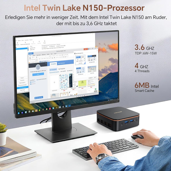 Blackview MP20 Mini PC Intel Twin Lake N150(bis zu 3,6 GHz), 16GB RAM 512GB SSD M.2 Micro Desktop Co