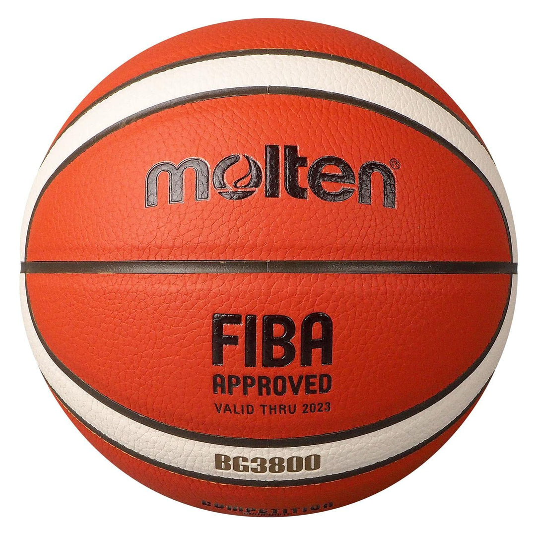 Molten BG3800 Basketball, FIBA-geprüft, Verbundleder, Indoor-Spiel, Orange/Elfenbein Single x, Singl