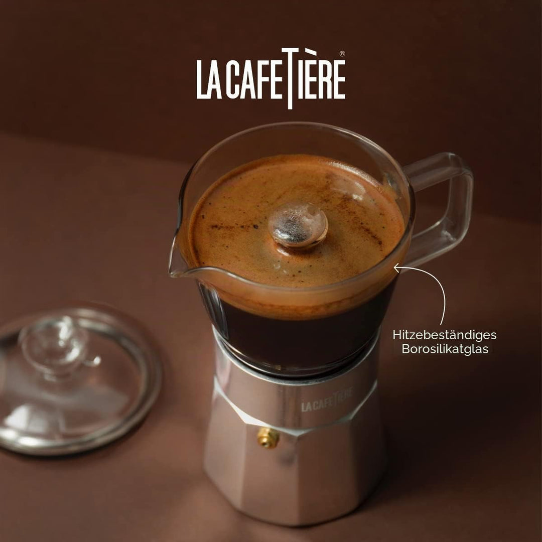 La Cafetière Verona Glas-Espressokocher, Chrom, 6 Tassen, Geschenkverpackung Chrome, Chrome