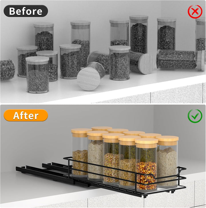 AIRUJIA Gewürzregal Ausziehbar, Spülschrank Organizer, Gewürzregal Schrank, Spülschrank Organizer, A