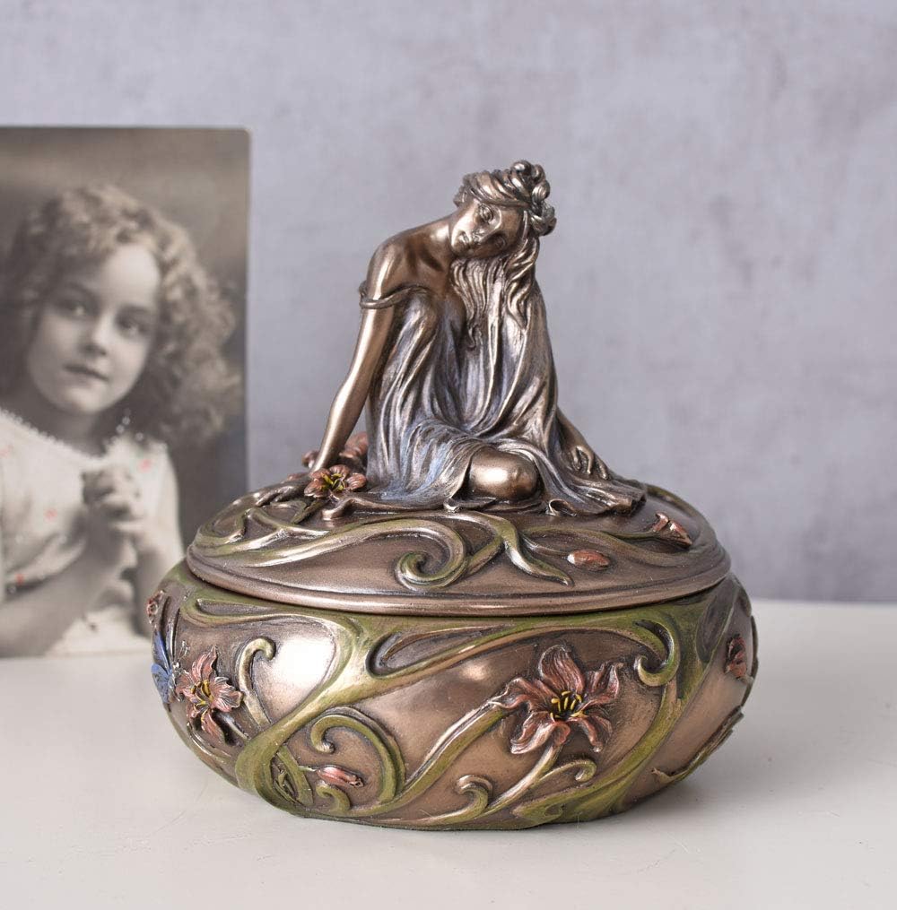 Romantische Schmuckschatulle Deckeldose Jugendstil Dame FrauenskulpturAN10292A4 Palazzo Exklusiv