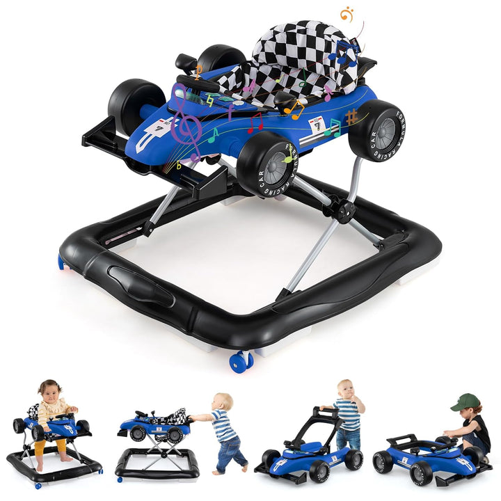 COSTWAY 4 in 1 Lauflernhilfe, Lauflernwagen klappbar mit einstellbarer Höhe, Baby Walker Autoförmig