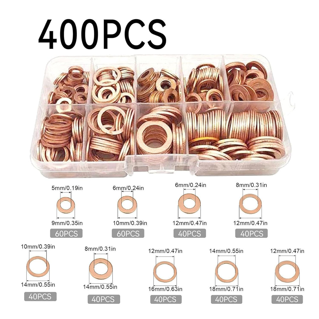 Copper Metric Sealing Washers, Sealing Gasket Flat Ring, Crush Bolt Washer Kit, Oil Drain Plug Crush