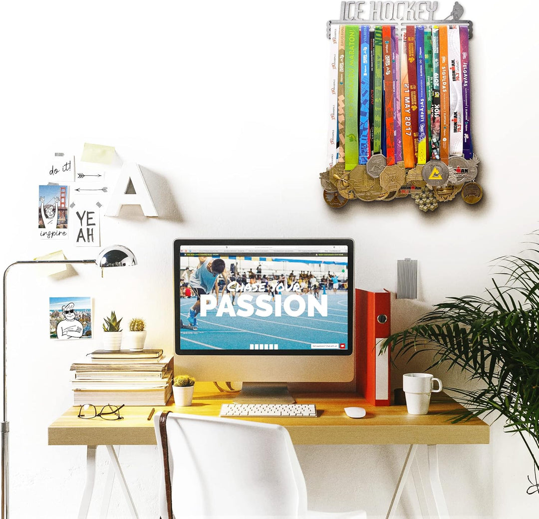 United Medals Ice Hockey Medaillenhalter Edelstahl | Medaillen Aufhänger | Medal Hanger Holder Displ