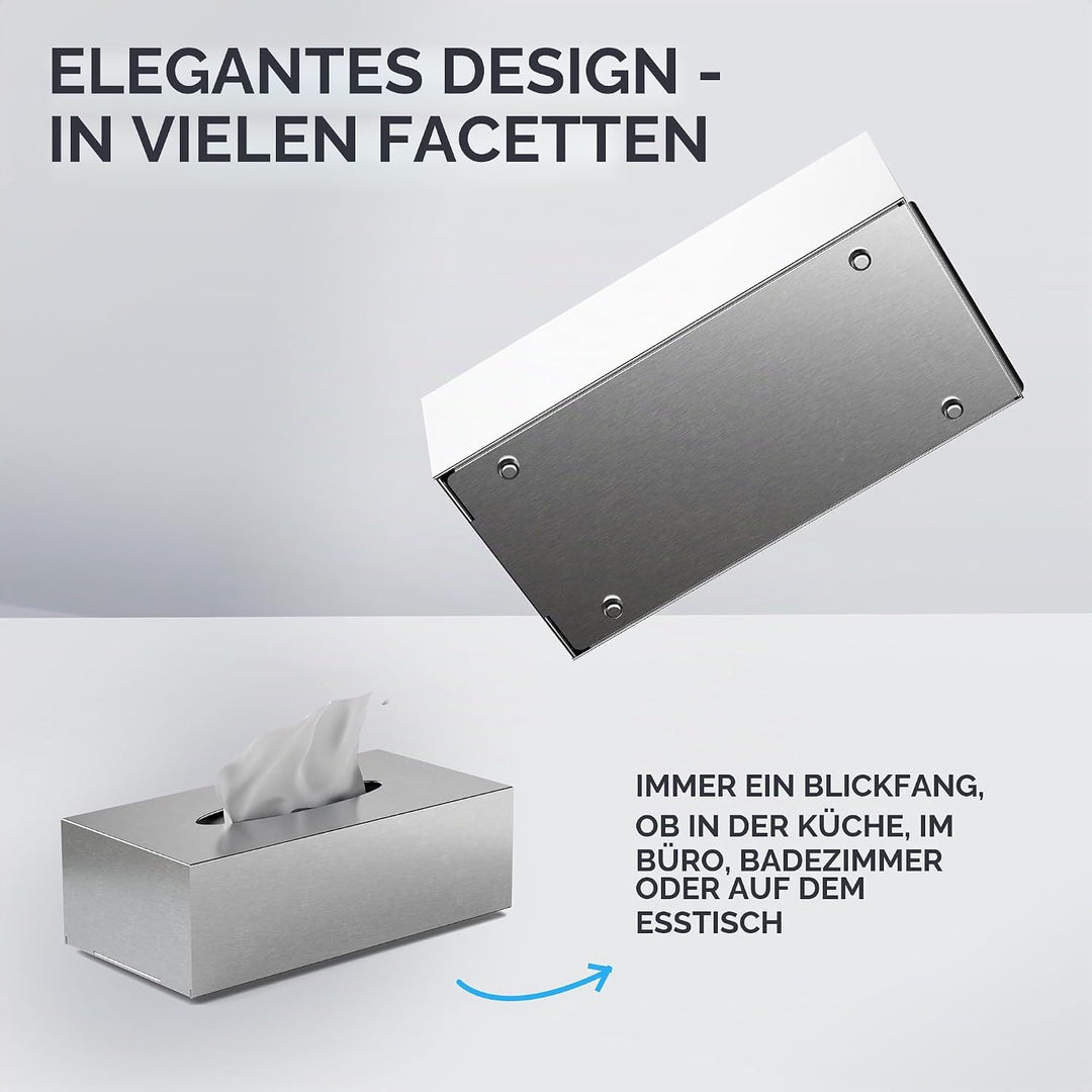 ovimar Kosmetiktücher Box Fornaes | aus edlem Edelstahl | Silber | Taschentuchspender, Papierhandtuc