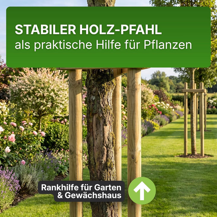 Gartenwelt Riegelsberger Pfahl Ø 6 cm Länge 175 cm 10 Stück Holzpfahl Kiefer imprägniert Kiefernholz