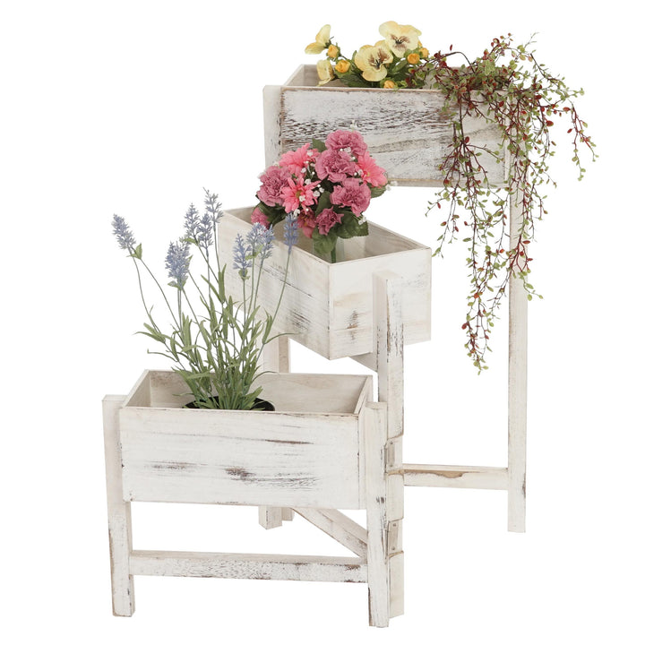 Mendler Pflanzregal T275, Standregal Blumenständer Pflanzkasten, 65x108x15cm, Holz Shabby-Look Vinta