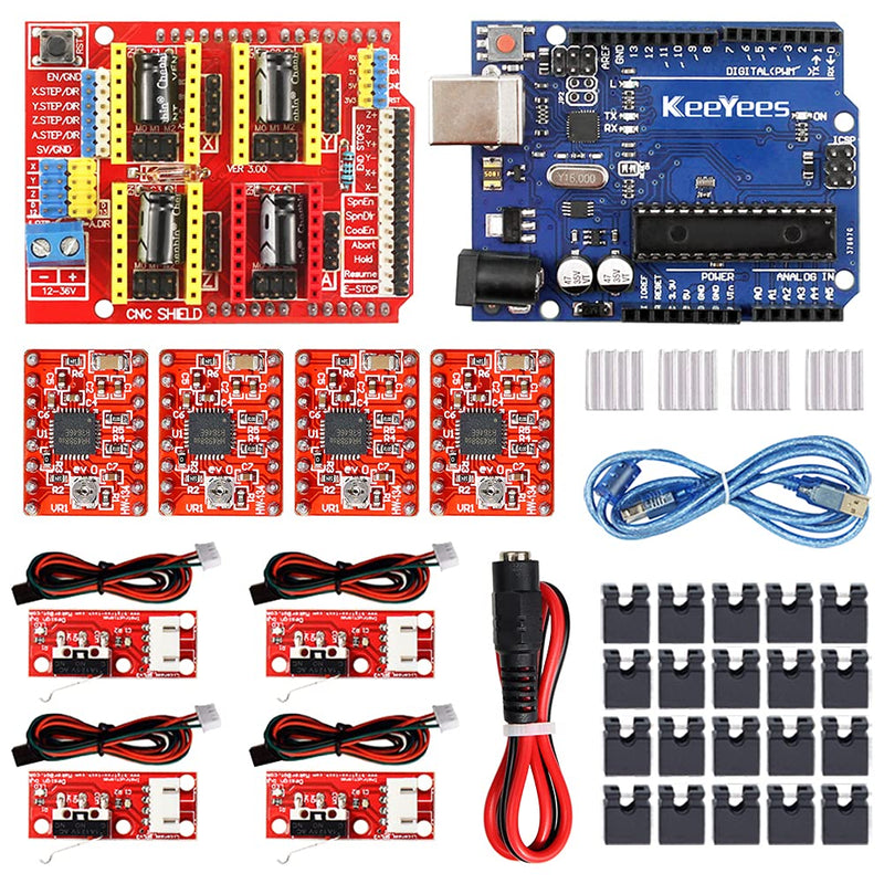 KeeYees Professional 3D Drucker CNC Kit mit E-Tutorial - CNC Shield V3 mit Jumper Kappen, A4988 Schr