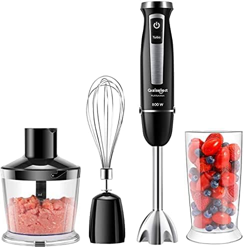 Coziselect Elektrische Stabmixer Set 4 in 1, 800 Watt Edelstahl Multifunktions Stabmixer, Elektrisch