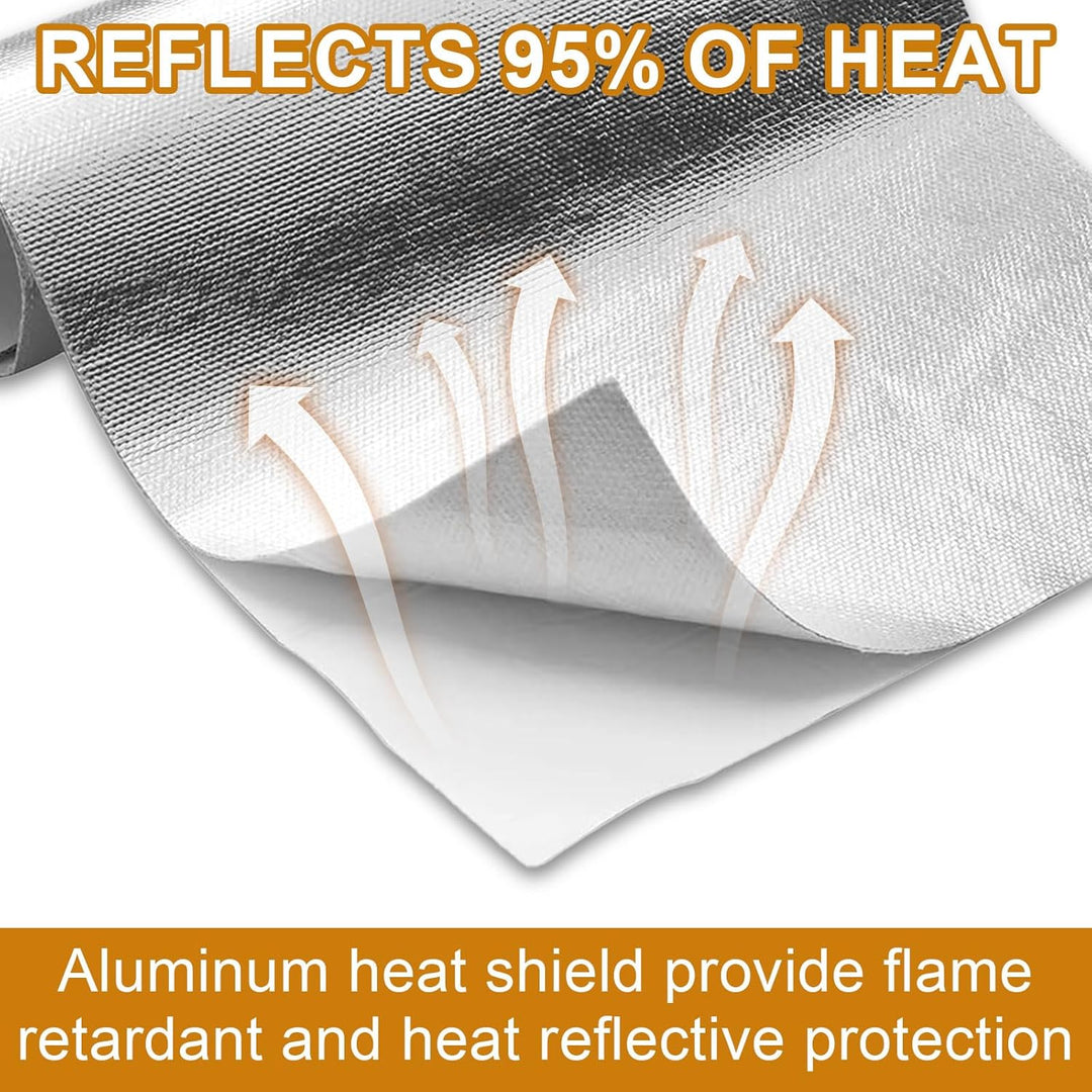Aluminisierte Hitzeschutzmatte,Hitzeschutzmatte Selbstklebend Kleberücken Aluminium Glasfaser Blatt,