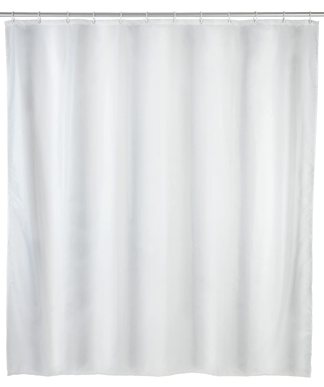 WENKO Anti-Schimmel Duschvorhang Weiss, Textil-Vorhang mit Antischimmel Effekt fürs Badezimmer, wasc