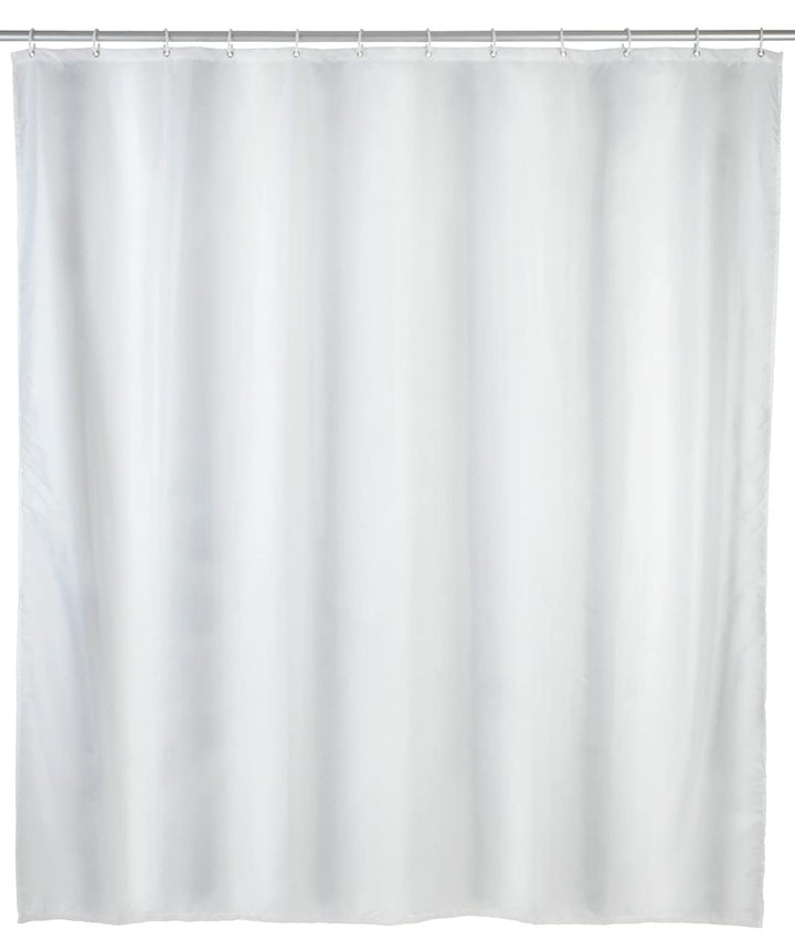 WENKO Anti-Schimmel Duschvorhang Weiss, Textil-Vorhang mit Antischimmel Effekt fürs Badezimmer, wasc