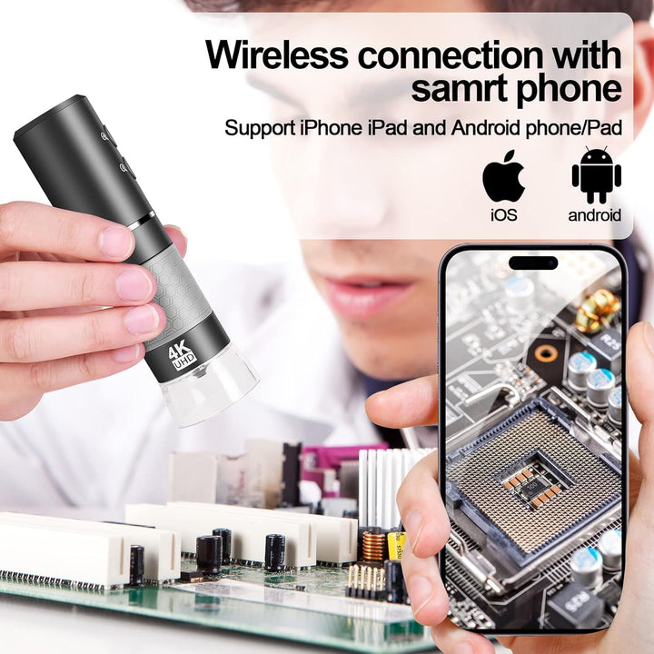 4K WiFi Digital Mikroskop Kamera für iPhone Android Telefon und Windows Mac PC, 3840x2160P drahtlose