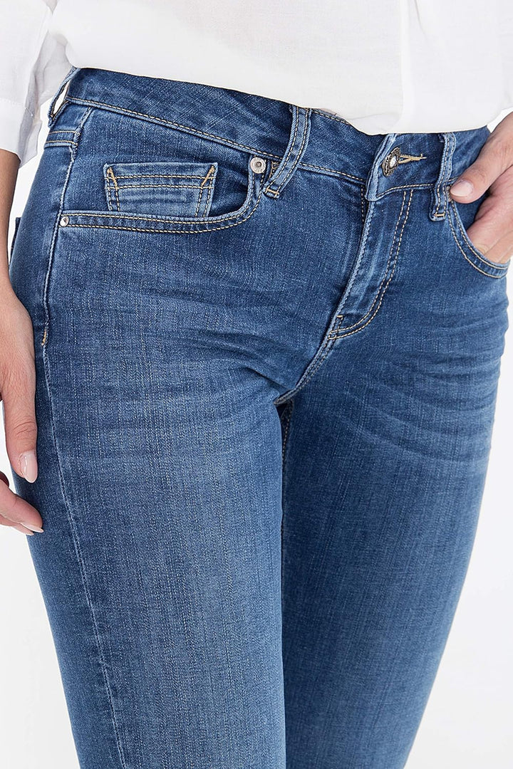 ATT Jeans Damen Basic Jeans | Slim Fit | 5 Pocket Jeans | Waschung Belinda 32W / 32L Darkblue, 32W /