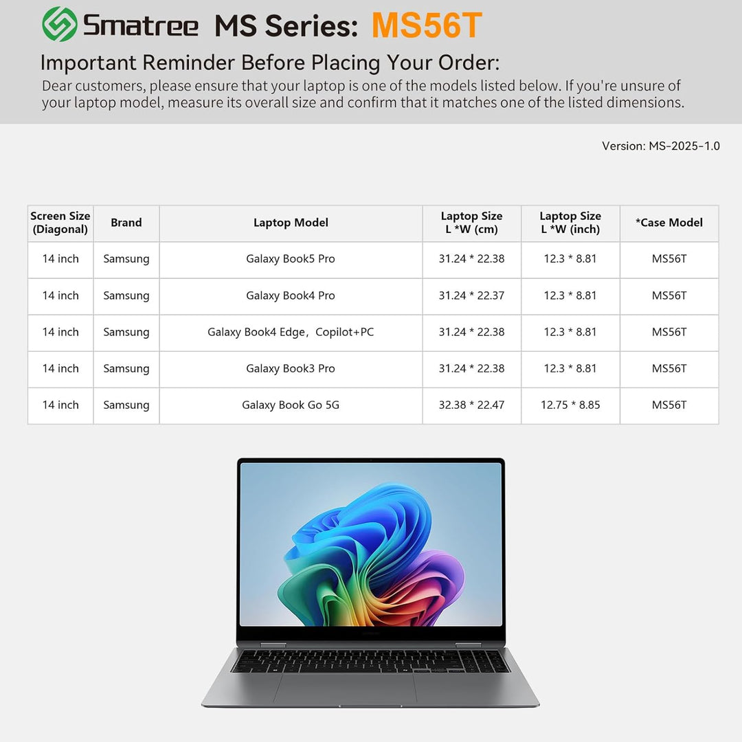 Smatree MS56 Hard Eva Schutzhülle mit Ständer Kompatibel für 14 Zoll Samsung Galaxy Book5/4/3 Pro, f