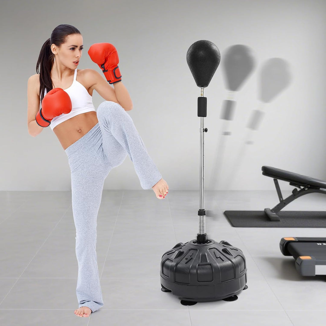Punchingball Höhenverstellbar 120–160 cm, Stehender Boxstand mit 6 Saugnäpfen, 90° Rückprall & Stahl