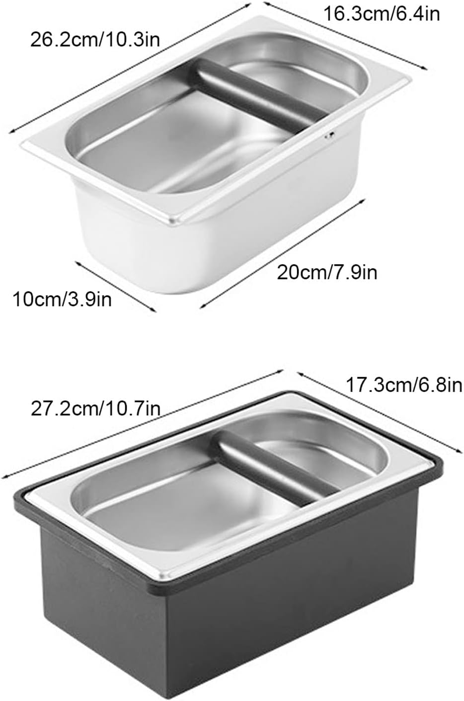 Abklopfbehälter, Edelstahl Espresso Klopfbox Kaffee Abschlagbehälter mit Abnehmbarer Gummi Ausklopfs
