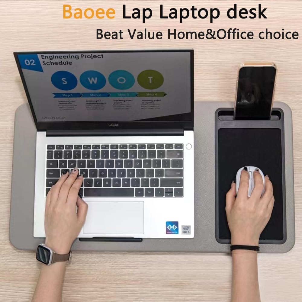 Schossschreibtisch, tragbarer Laptop-Schreibtisch mit Kissen-Kissen, passend für Laptops bis zu 17 Z