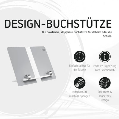 moll Design-Buchstütze, Kinderschreibtisch Zubehör, Faltbare und Zeitlose Buchstütze mit integrierte