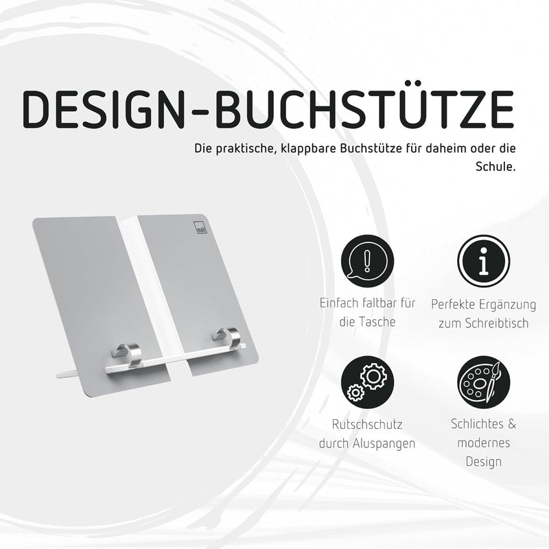 moll Design-Buchstütze, Kinderschreibtisch Zubehör, Faltbare und Zeitlose Buchstütze mit integrierte