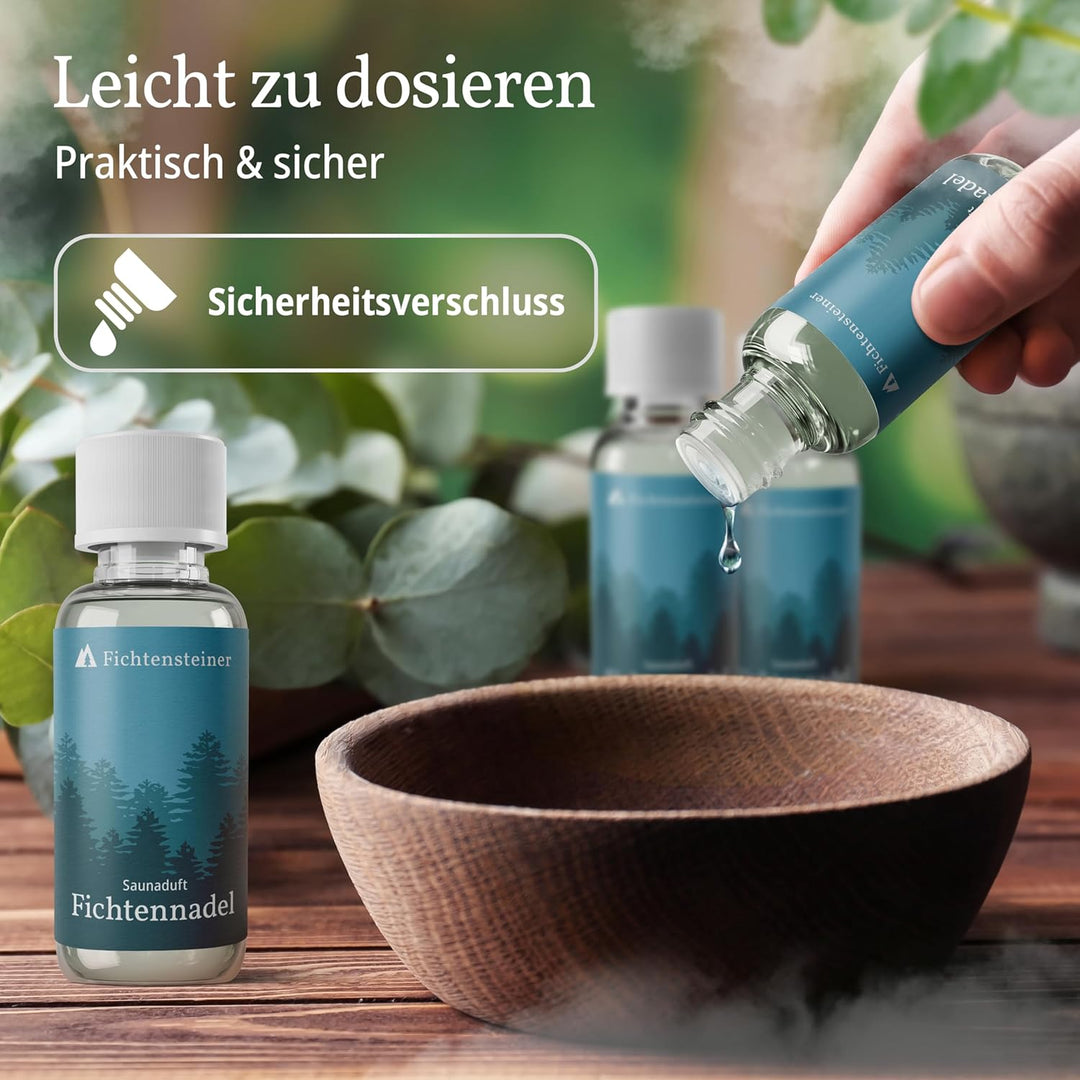 Saunaaufguss Fichtennadel, 100ml, Sauna Aufgussmittel, sehr ergiebig, für bis zu 100 Aufgüsse, Sauna