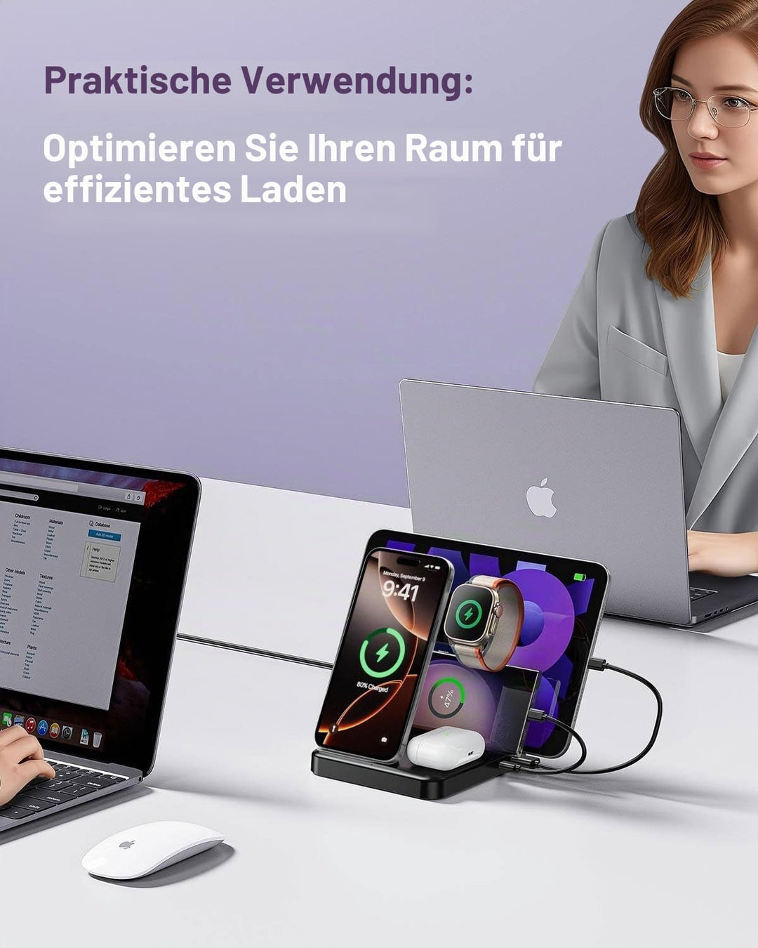 Intoval 5-in-1 Ladestation, kompatibel mit iPhones 17/17 Pro/17 Pro Max, iPad Pro/Air/Mini, Apple Wa
