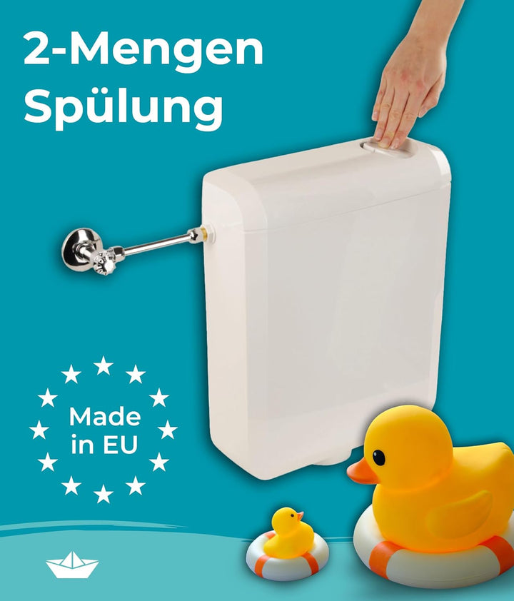 Calmwaters® Spülkasten mit 2-Mengen-Spülung, 3-3,5 & 6-7 Liter Spülmenge, Aufputzspülkasten WC schma