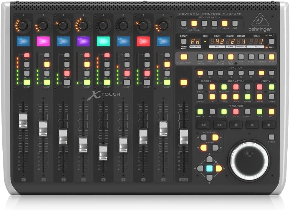 Behringer XTouch Universelle Bedienoberfläche mit 9 berührungsempfindlichen motorisierten Fadern, LC