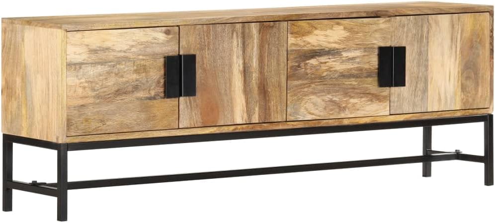 vidaXL Mangoholz Massiv TV Schrank mit 4 Türen Lowboard Fernsehschrank Fernsehtisch TV Möbel Board S