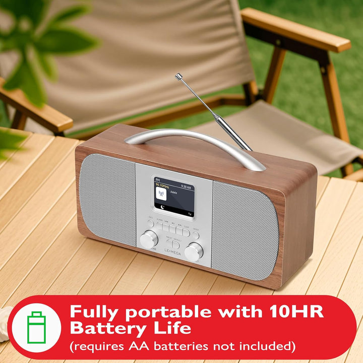 Tragbares DAB Radio | Digitalradios netz- und Batteriebetrieben | DAB Radiowecker | UKW-Radio,Blueto