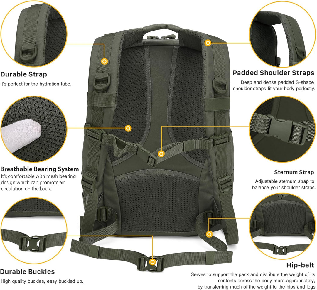 Mardingtop 25L/40L Taktischer Rucksack Herren Wanderrucksack mit MOLLE-System Militär Rucksack, Tact