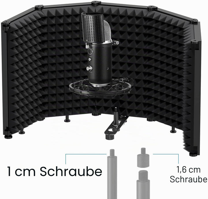 Moukey Mikrofon Isolation Schallschutz, Sound Shield Isolation, 5 Seiten Mikrofon schallabsorbierend
