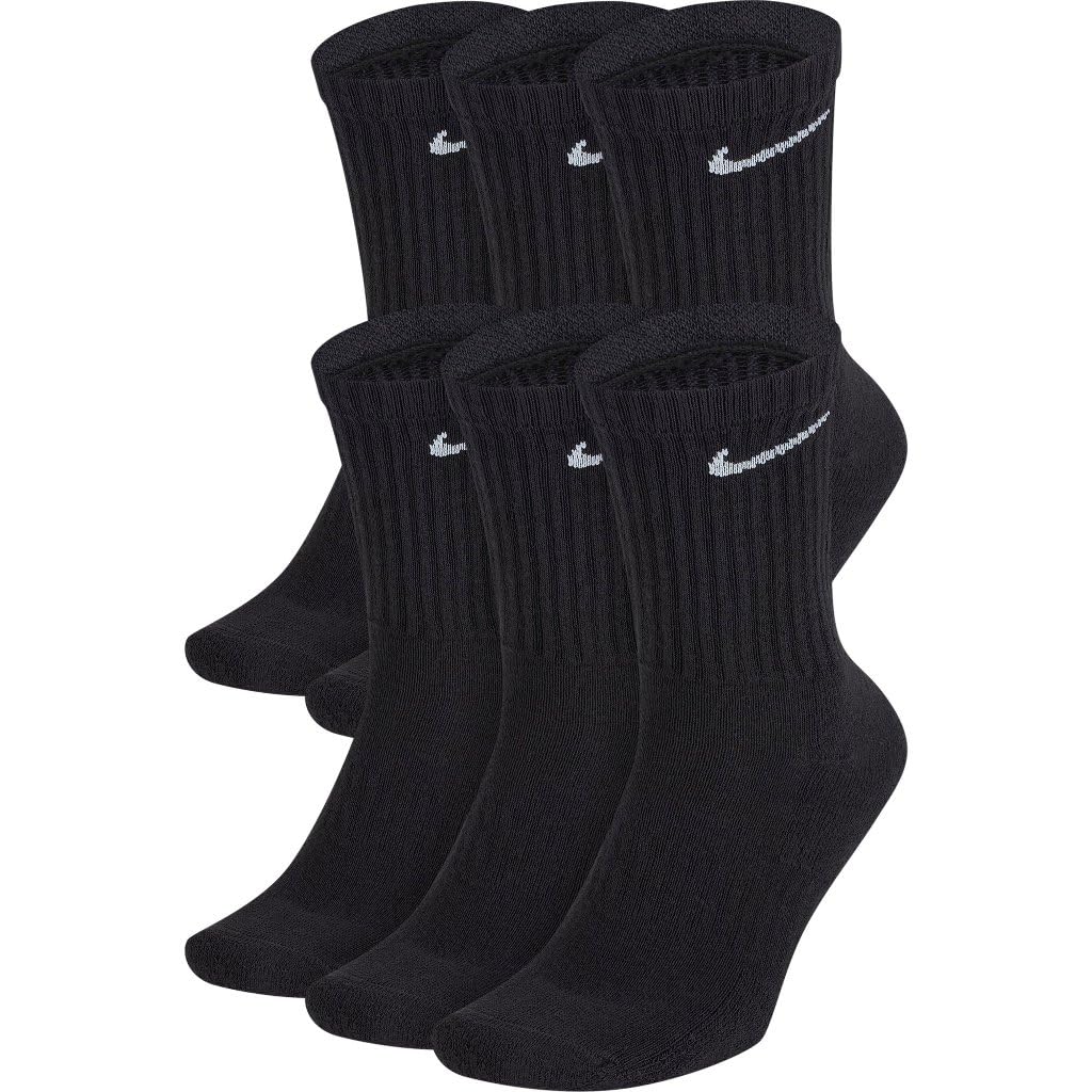 Nike Performance Kissen Crew Socken mit Band (6 Paar), schwarz/weiss, Grösse L