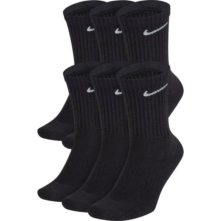 Nike Performance Kissen Crew Socken mit Band (6 Paar), schwarz/weiss, Grösse L