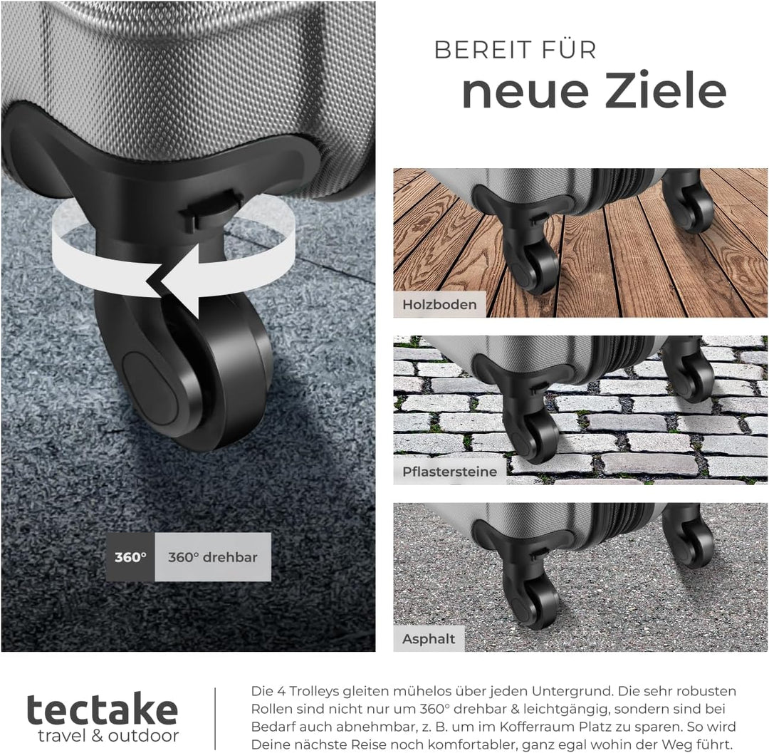 tectake® 4 TLG Reisekoffer Set, TSA Zahlenschloss, Hartschalenkoffer Set, Trolley Kofferset, ABS Har