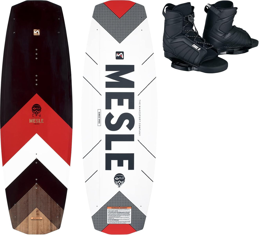 Mesle Wakeboard Set Pilot mit Core Bindung, Profi Wakeboard für Boot & Jet-Ski 138.0 Zentimeter L-XL